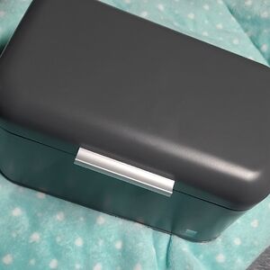 Modern Gray Bread Box with Silver Handle brand new!!!